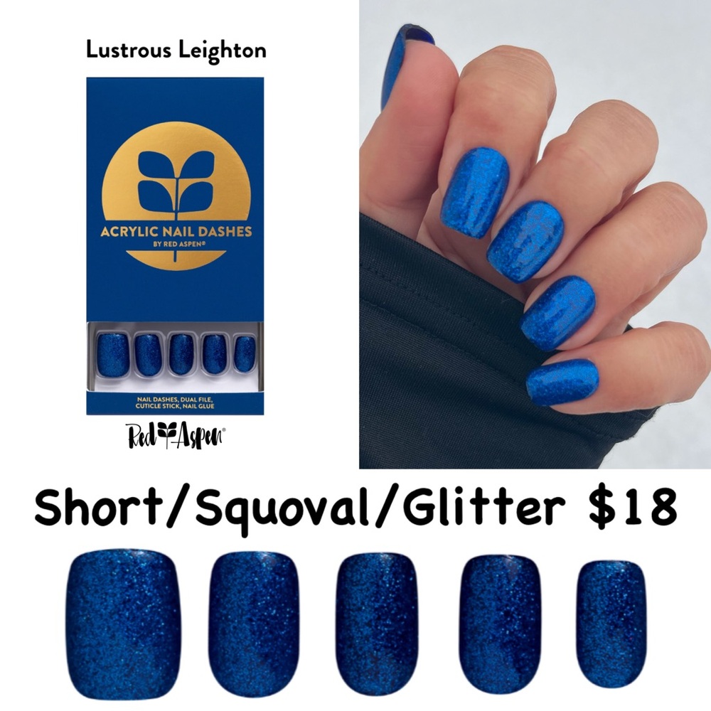 Red Aspen Lustrous Leighton Blue Glitter Press-On Nails